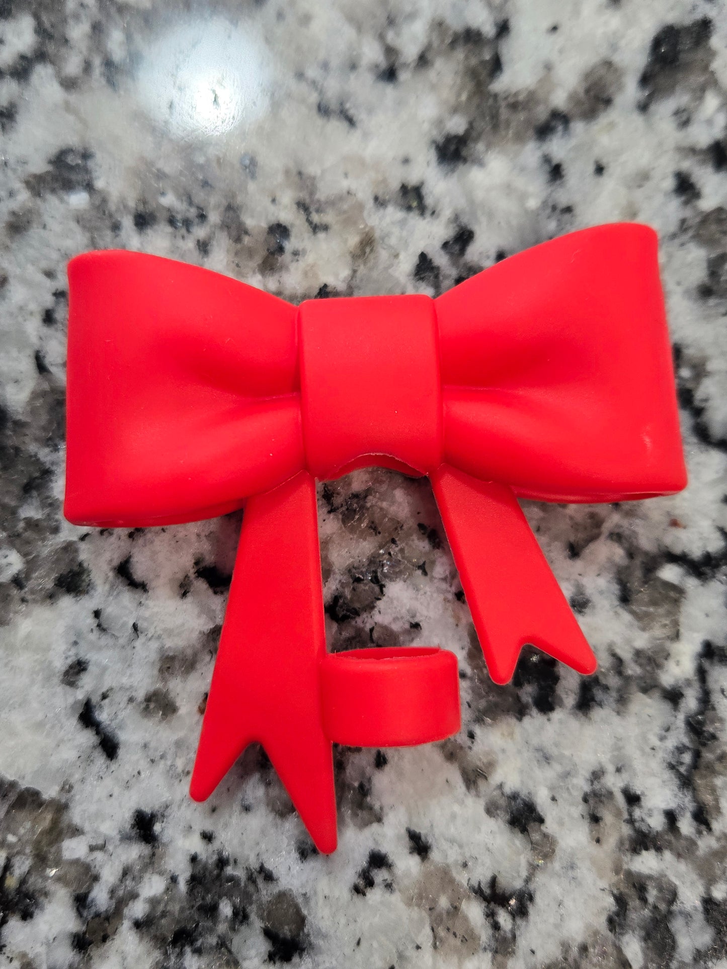 10MM Silicone Christmas Red Bow Strawtopper