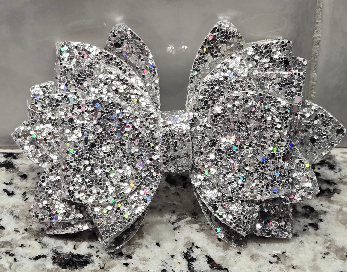 Glitter-licious Silver Tumbler Bow