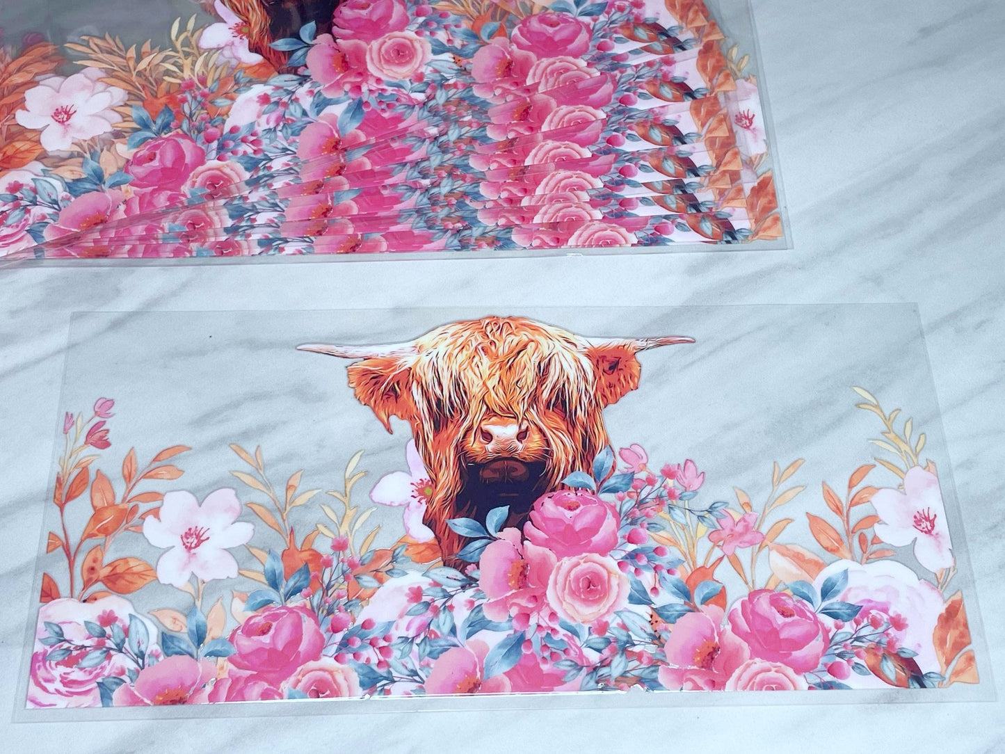 UV DTF 16OZ LIBBY WRAP FLORAL HIGHLAND COW M-005 (1ct)