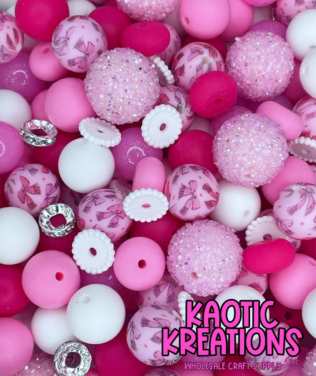 *KAELANN'S KREATION* PRETTY IN PINK ACRYLIC SILICONE BEAD MIX #33 (30ct)
