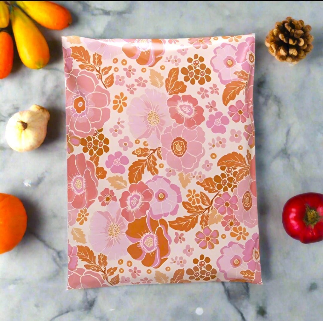 Fall Flowers Poly Mailers Size 10x13 Autumn Floral Shipping Bags