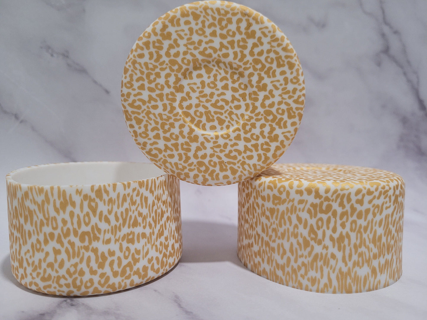 Gold Leopard Shimmer silicone boot sleeve bumper for tumblers