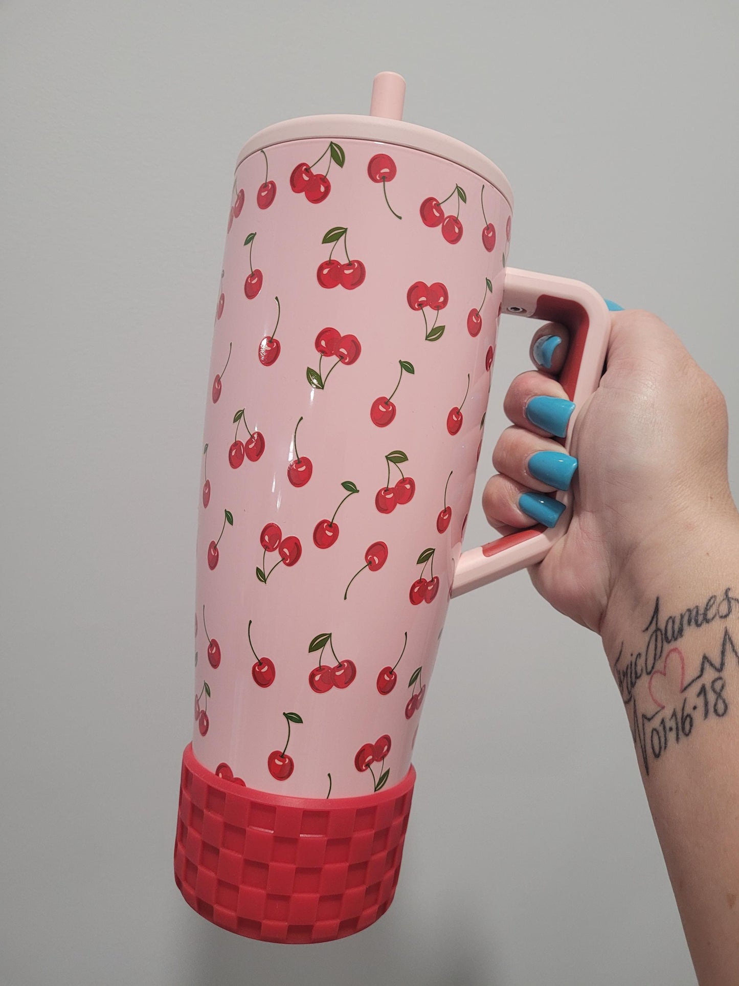 Checkered Cherry Red Silicone Boot Bumper Sleeve for tumblers