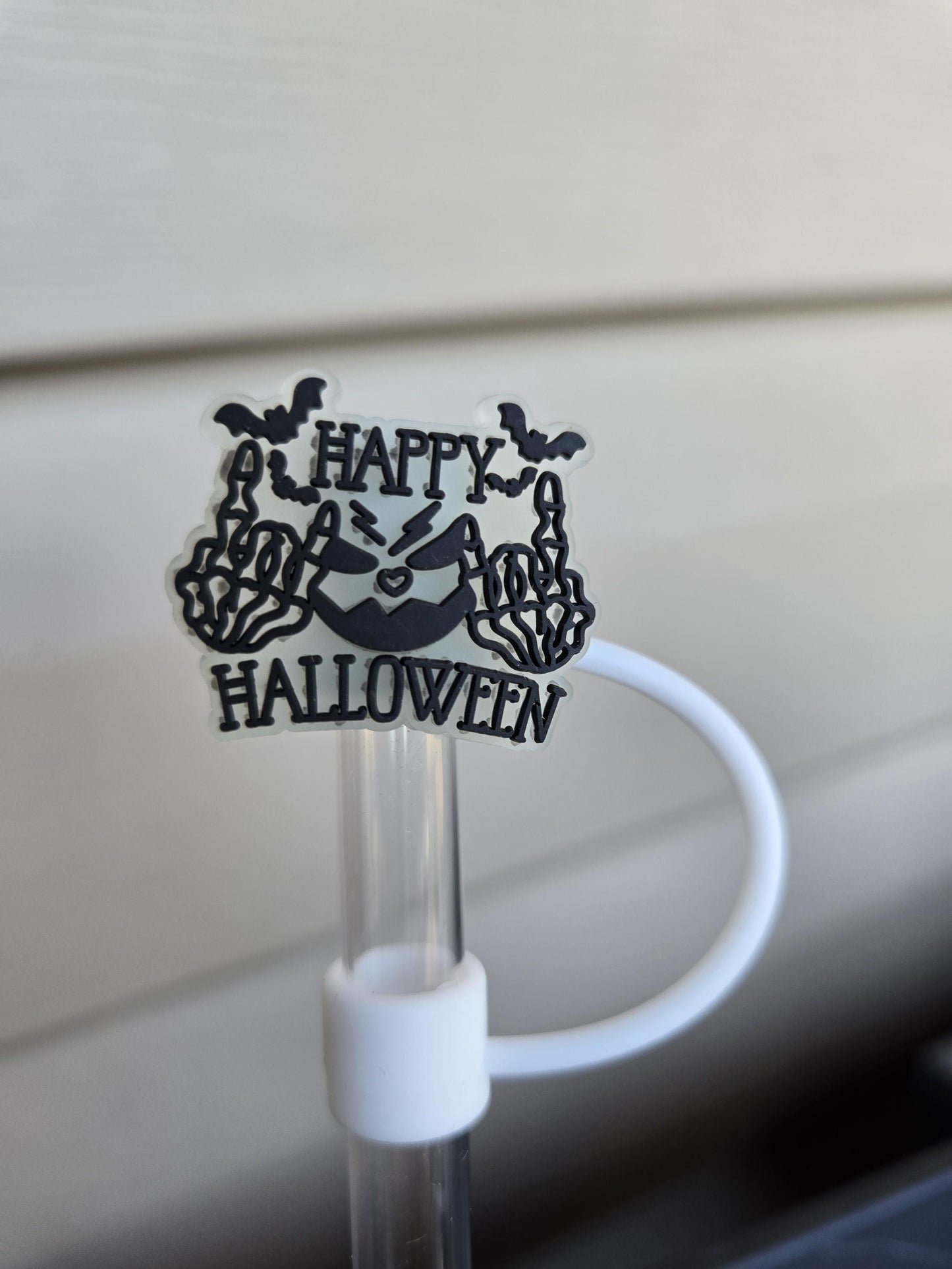 10MM GlowInTheDark Happy Halloween Strawtopper