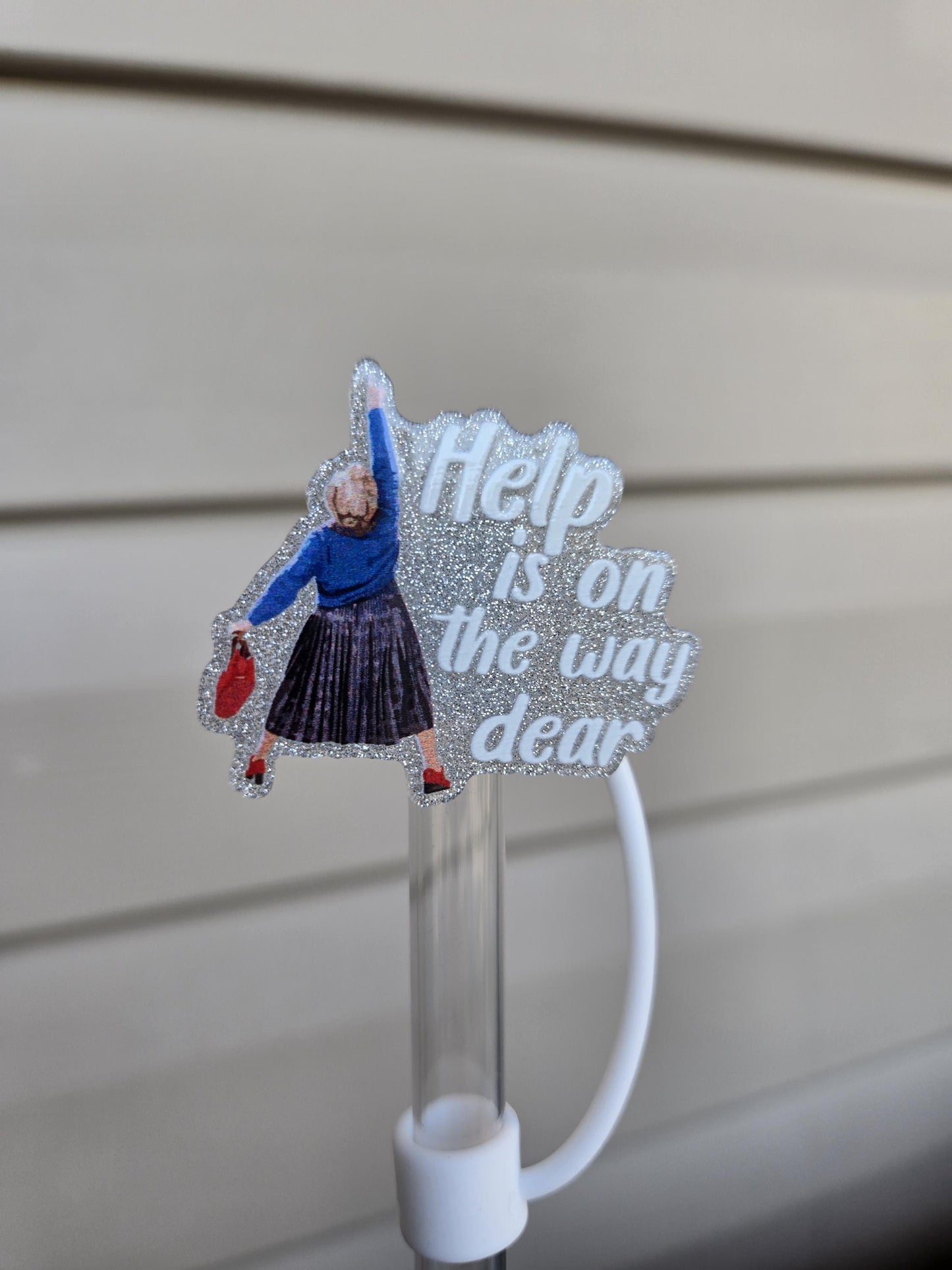 10MM HelpIsOnTheWay Acrylic Strawtopper