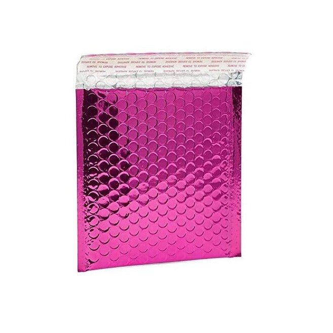 Pink Metallic Bubble Mailers Size 6.5x10 Glossy Padded Envelopes