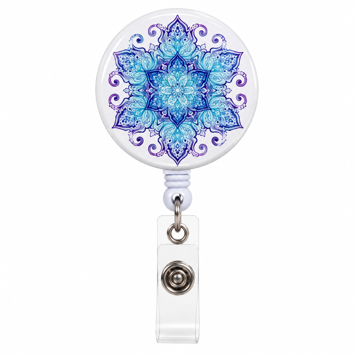 Purple & Blue Mandala Retractable Badge Reel π