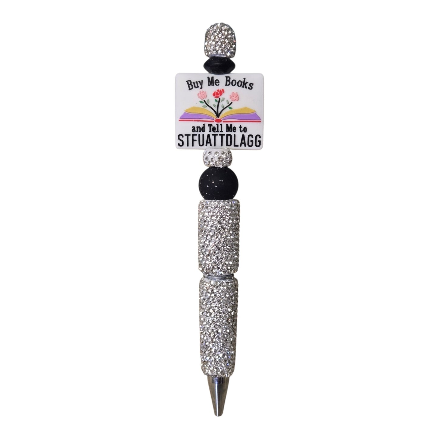Buy Me Books Beaded Pen | Funny Book Lover Gift | Handmade Rhinestone Pen