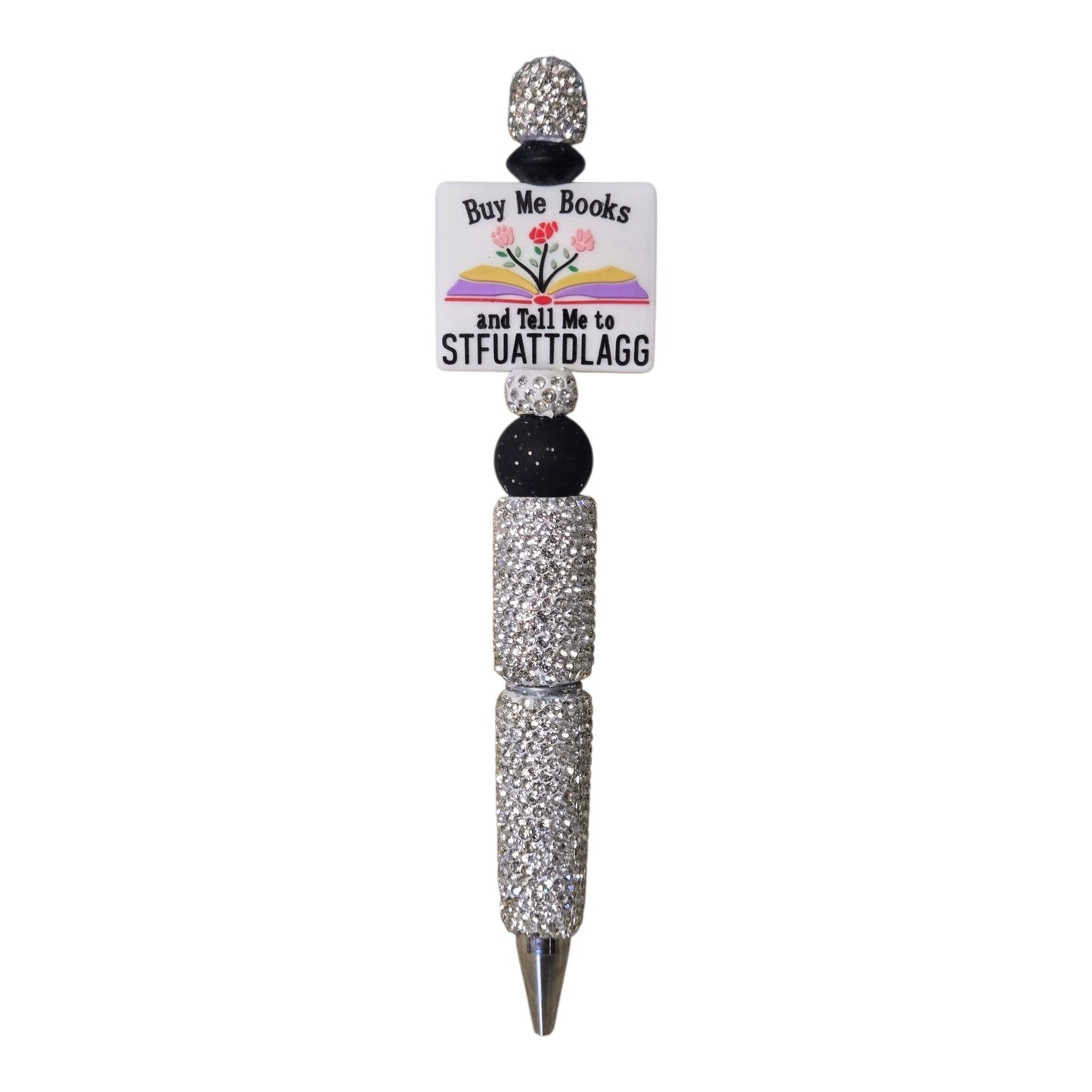 Buy Me Books Beaded Pen | Funny Book Lover Gift | Handmade Rhinestone Pen