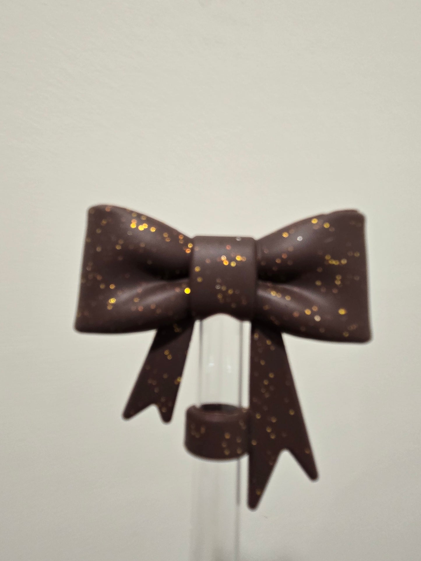 ChocolateGoldGlitter Bow Strawtopper