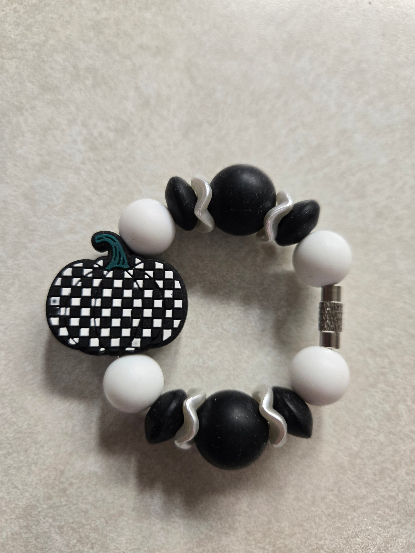 Checkered Pumpkin Handle Charm