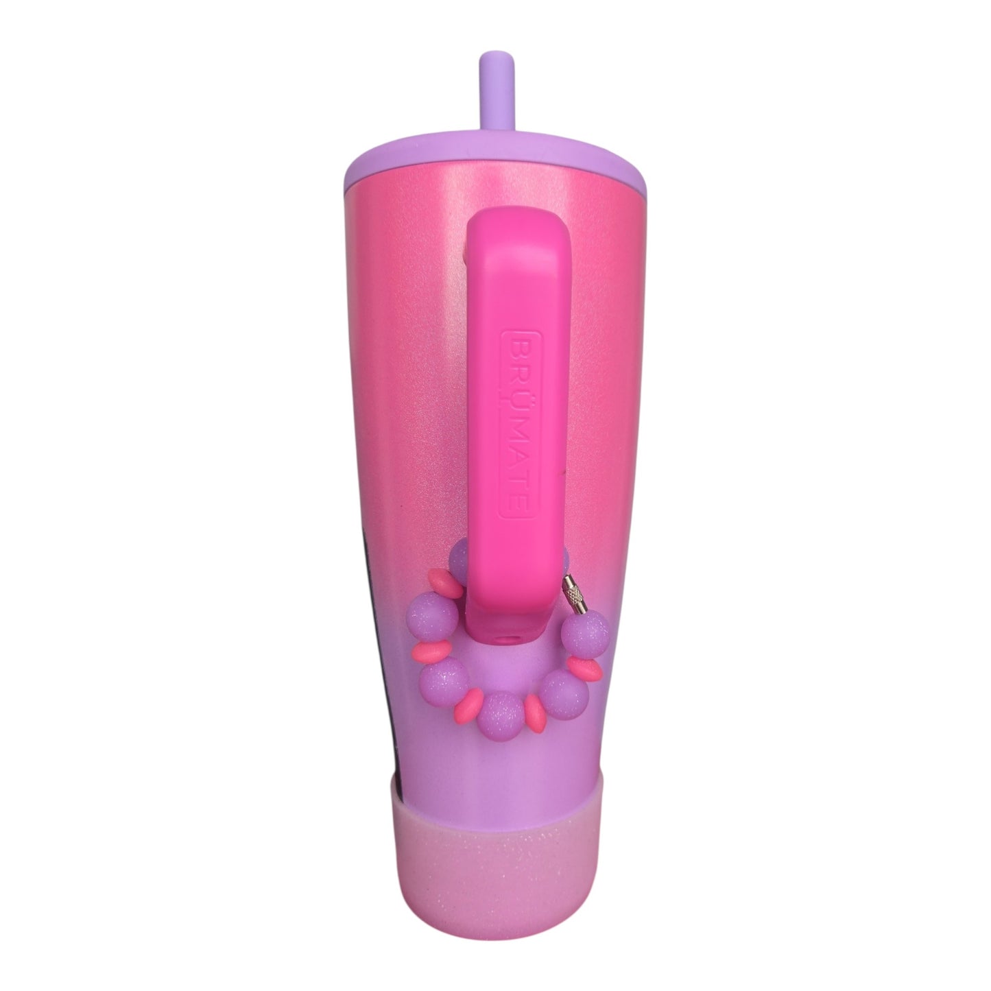 Cotton Candy Crush Tumbler Handle Charm – Pink & Purple Beaded Cup Accessory