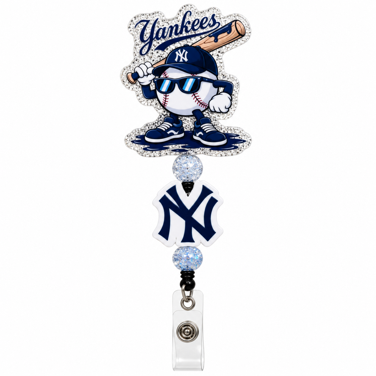 New York Yankees Baseball Beaded Badge Reel