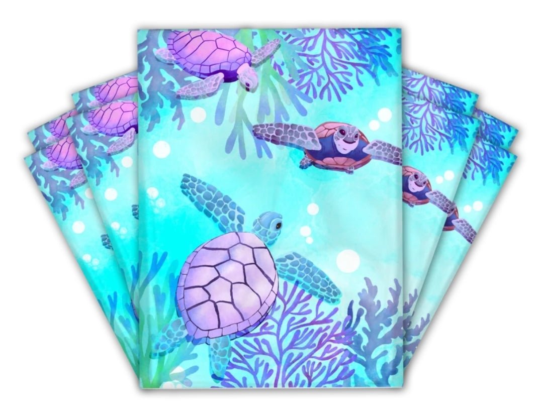 Turtle Ocean Blue Poly Mailers Size 10x13 Colorful Shipping Bags