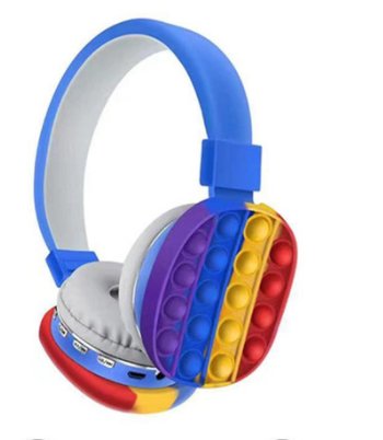 Wireless Bluetooth Headphones Silicone Fidget Bubble Pop Built-in Mic On-Ear Stereo Headset for Smartphone Tablet Computer