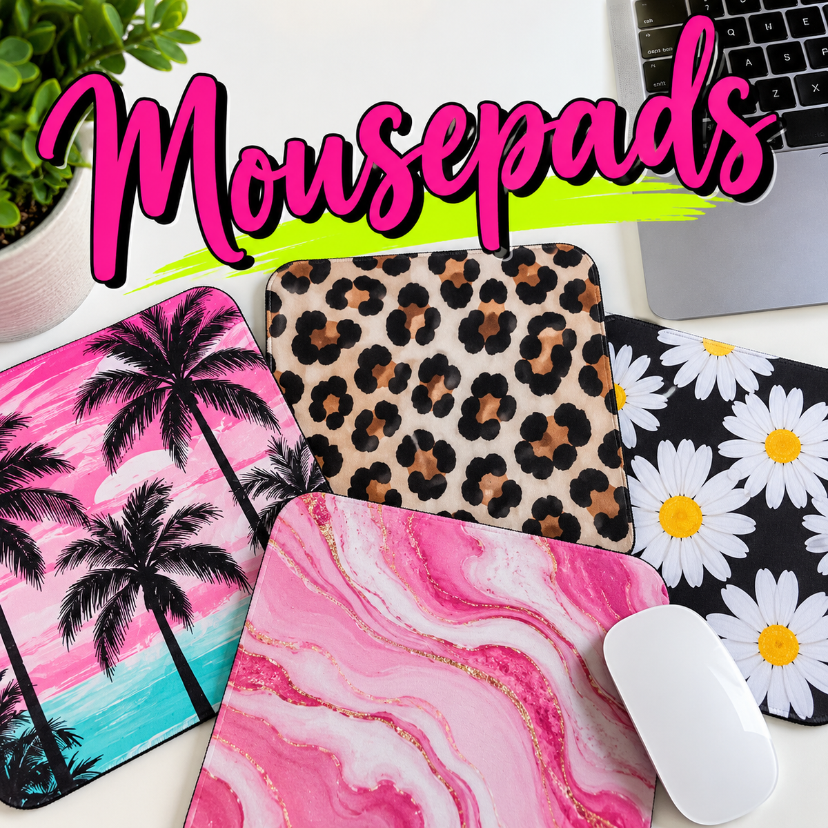 Cute and colorful decorative mousepads for home and office desks at The Salty Chic