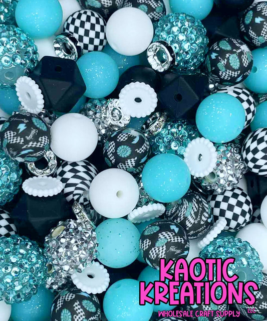 *KAELANN'S KREATION* WESTERN CHECKERED ACRYLIC SILICONE BEAD MIX #23 (34ct)
