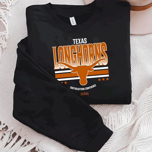 University of Texas Football Shirts, Longhorns Football sweatshirts, SEC Football, College Football, Hook em Horns, Faux Glitter Longhorn Retro Comfort Colors