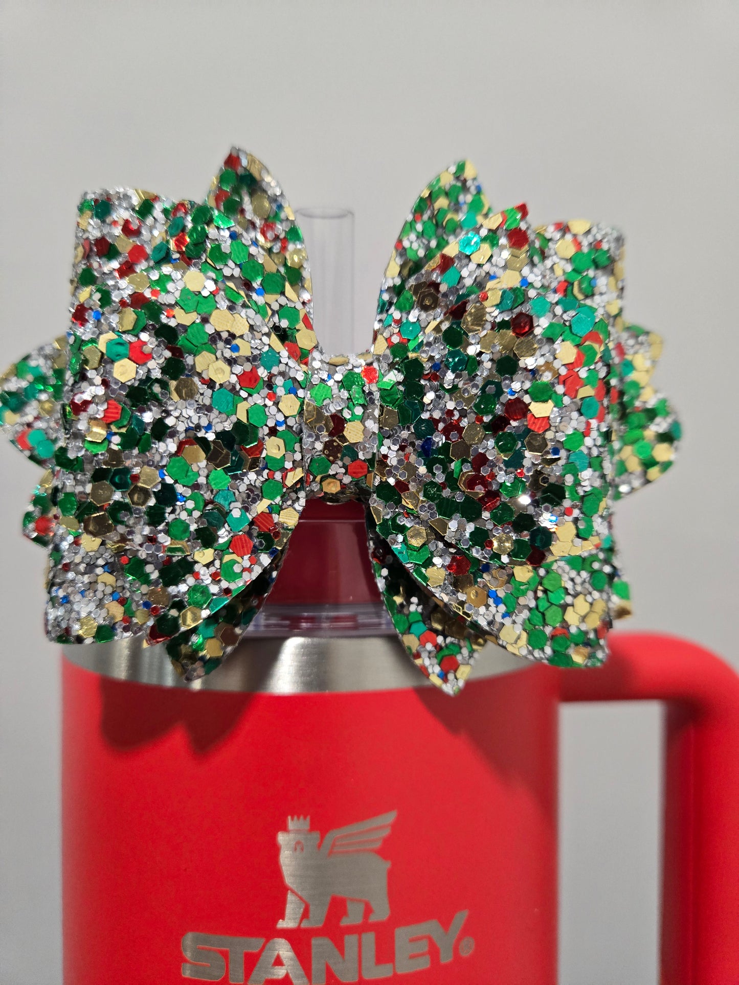 Christmas Glitter Tumbler Bow