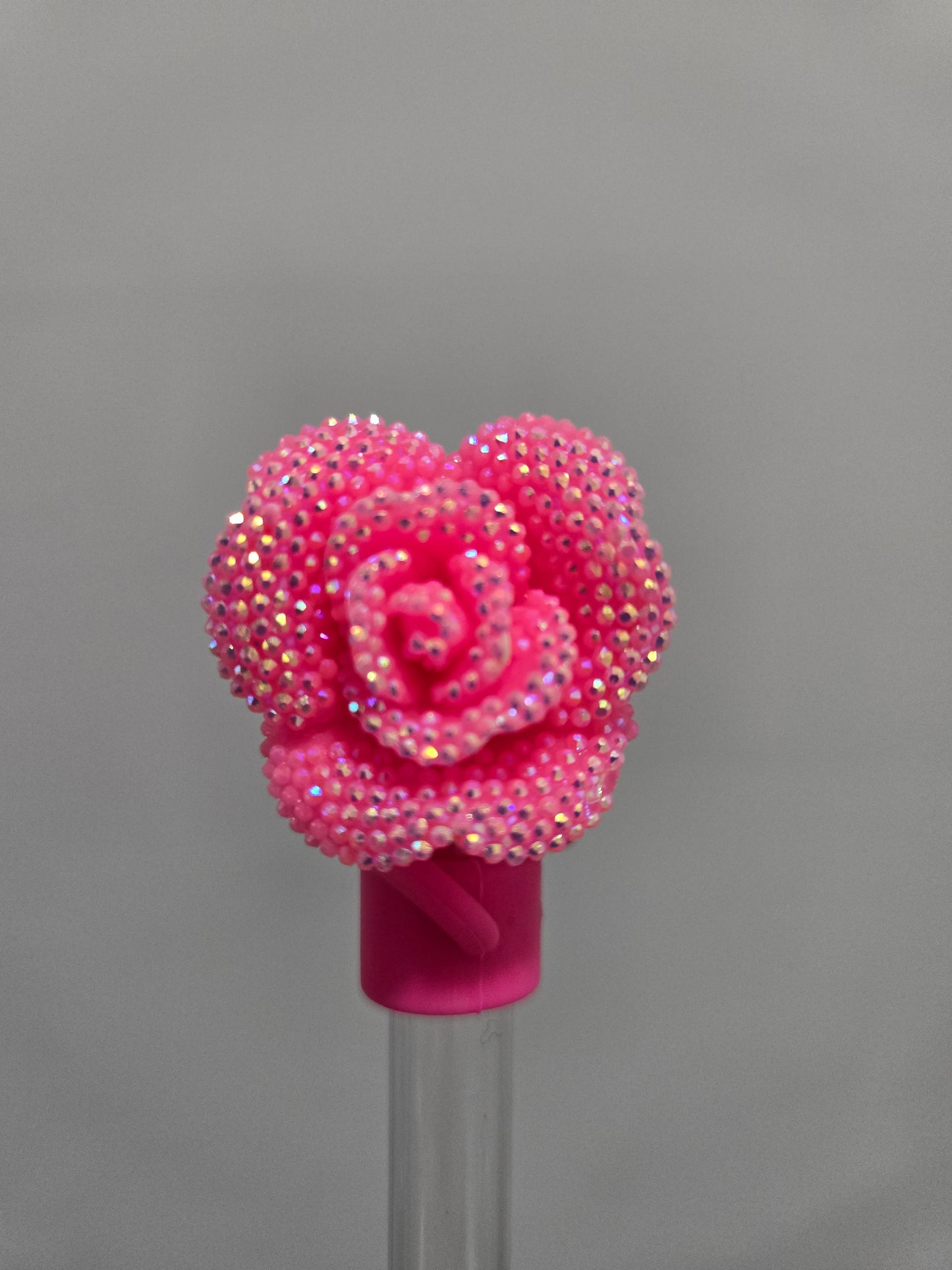 HotPinkBlinginRose 10mm Strawtopper