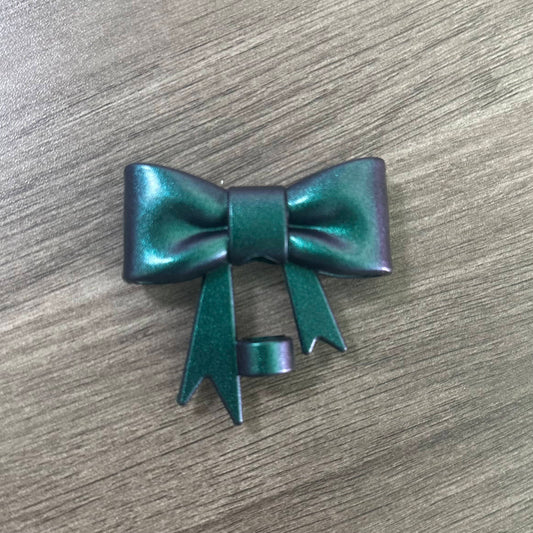 Green Chroma Metallic Bow Strawtopper