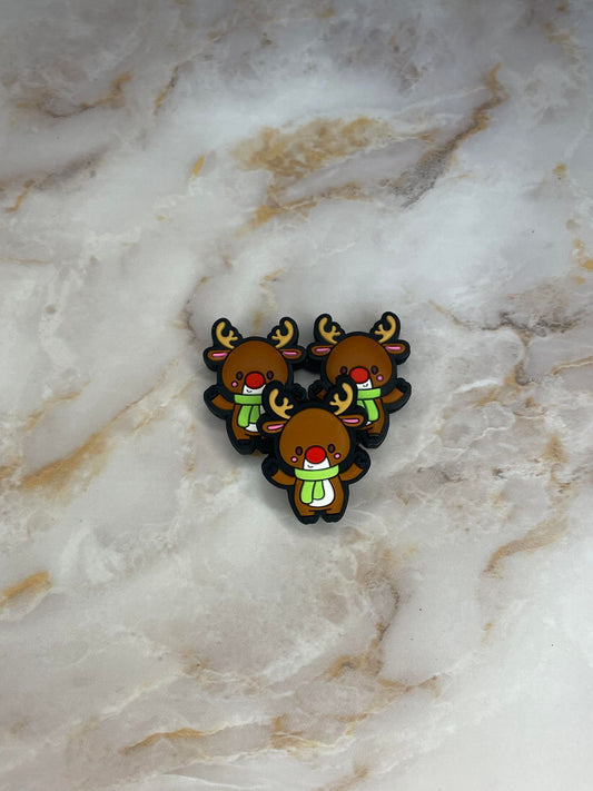 GREEN SCARF REINDEER SILICONE FOCAL D382 (1ct)