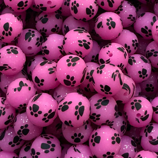 P16 PINK GLITTER PAW 15MM PRINT (1ct)