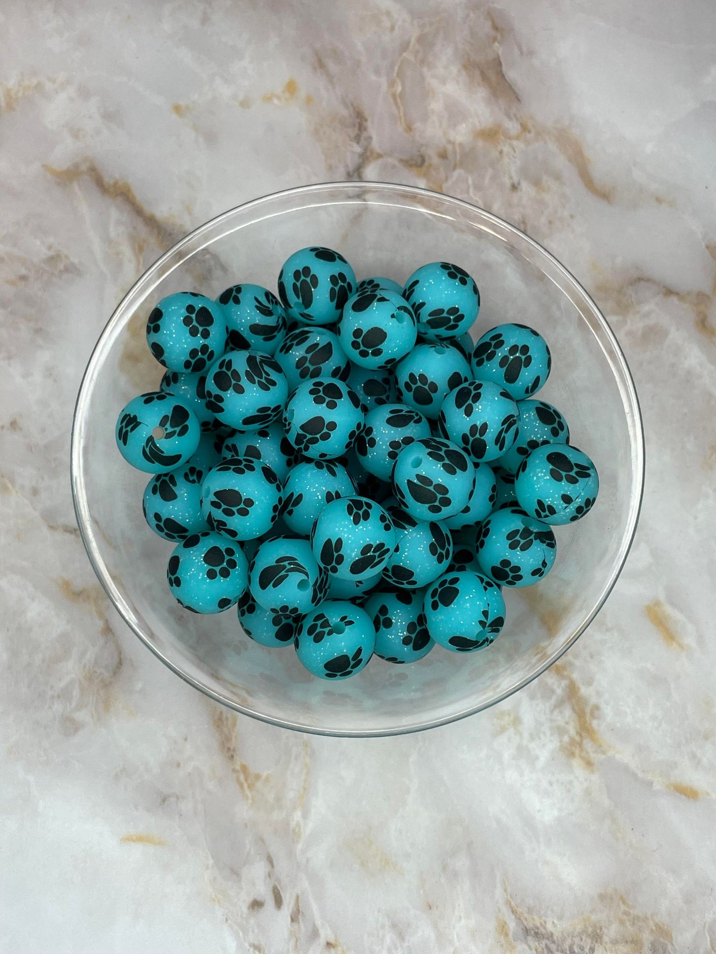 P18 TURQUOISE GLITTER PAW 15MM PRINT (1ct)