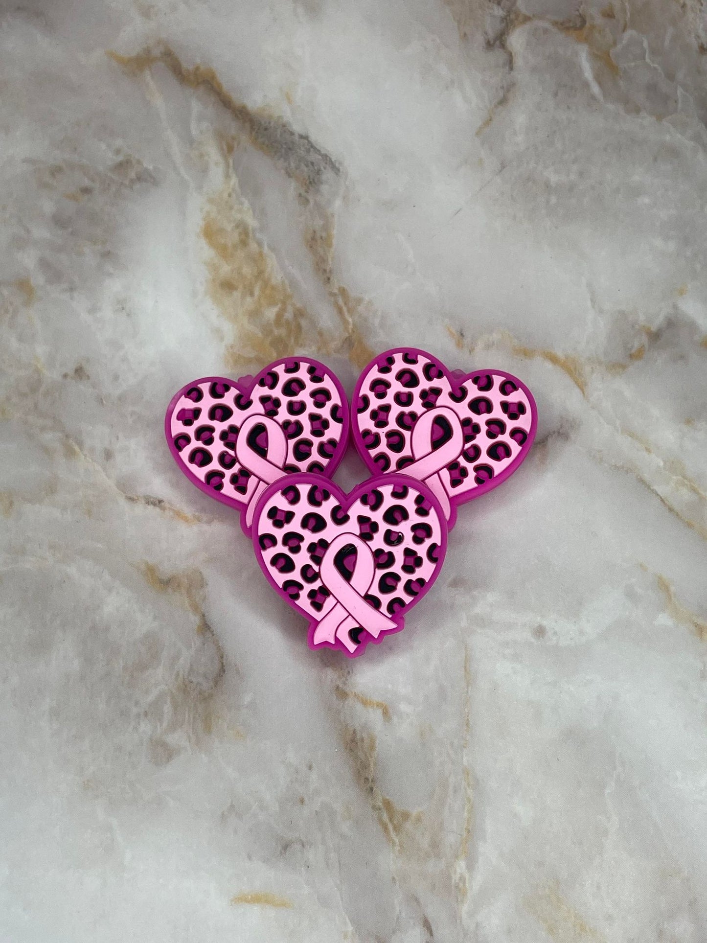 PINK RIBBON LEOPARD HEART SILICONE FOCAL D98 (1ct)