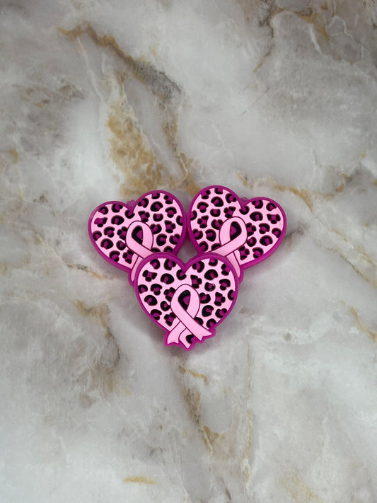 PINK RIBBON LEOPARD HEART SILICONE FOCAL D98 (1ct)