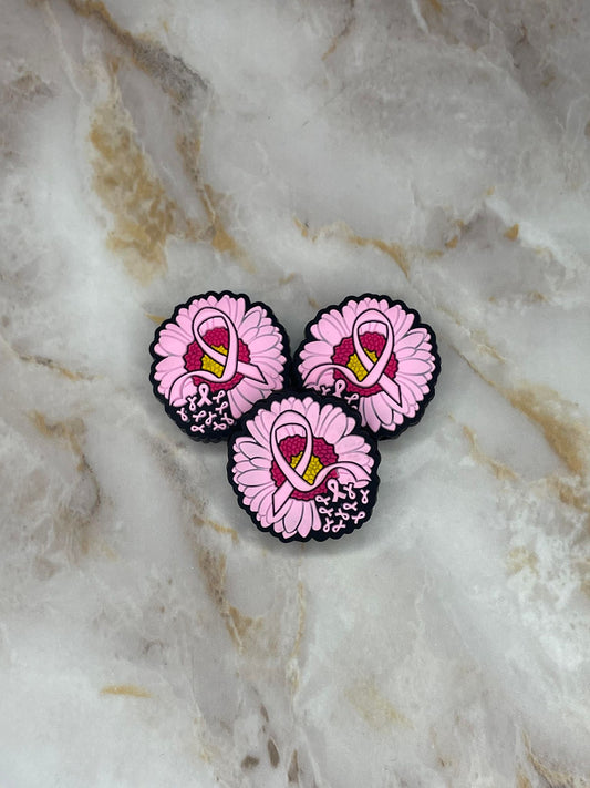PINK RIBBON SUNFLOWER SILICONE FOCAL D129 (1ct)