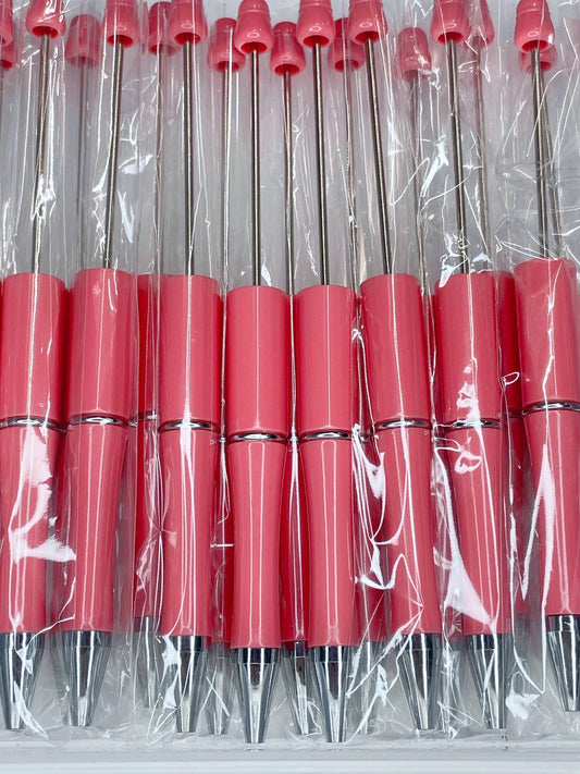 BEADABLE PLASTIC PEN SOLID CORAL B4 (1ct)