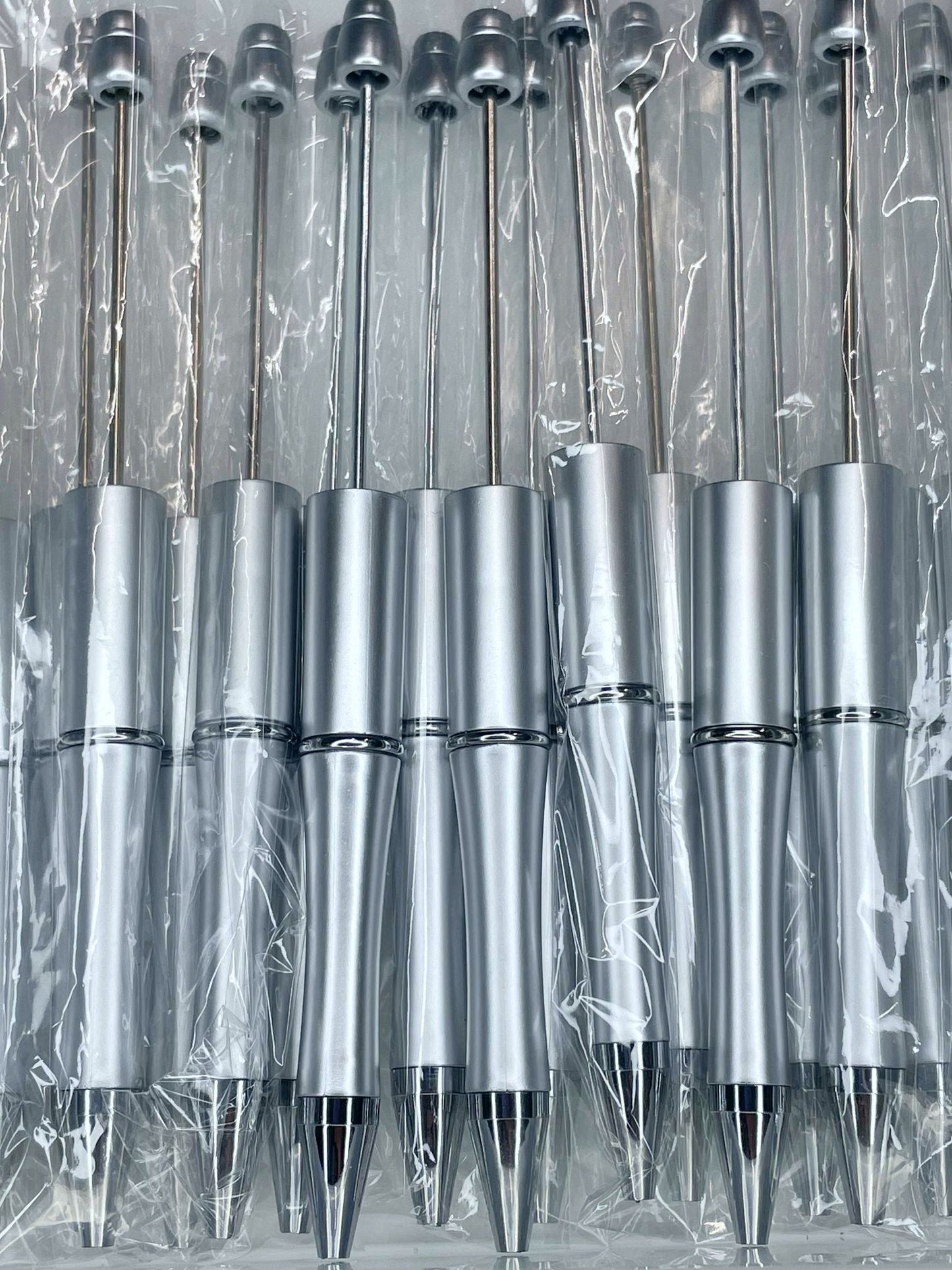 BEADABLE PLASTIC PEN PEARLESCENT SILVER B7 (1ct)