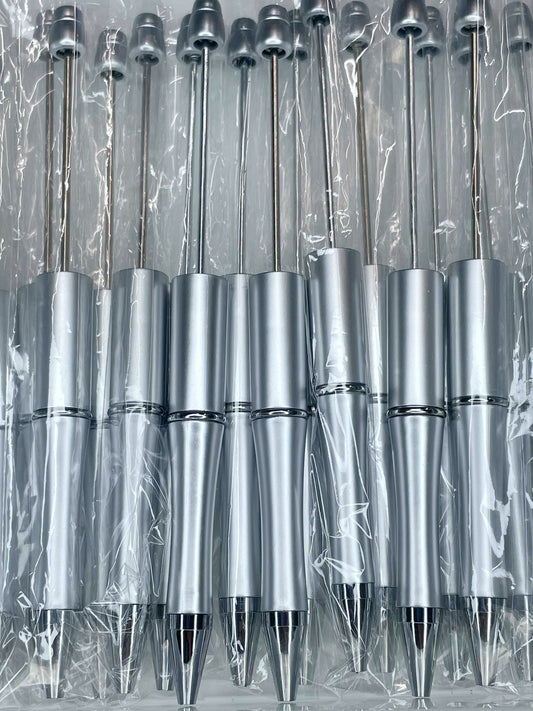 BEADABLE PLASTIC PEN PEARLESCENT SILVER B7 (1ct)