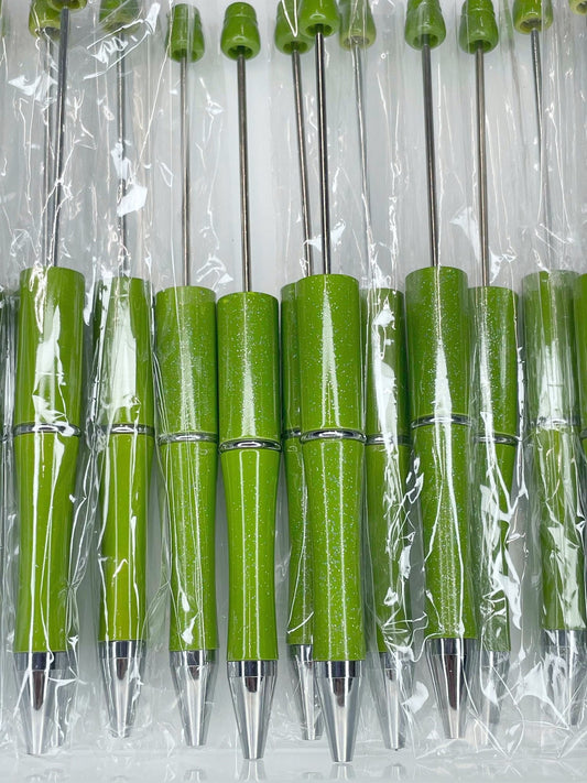 BEADABLE PLASTIC PEN GLITTER GREEN B24 (1ct)