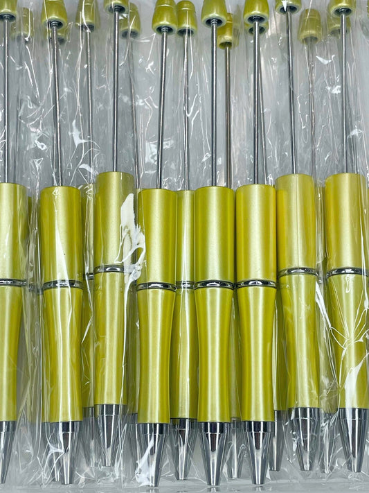 BEADABLE PLASTIC PEN PEARLESCENT SOFT YELLOW B27 (1ct)