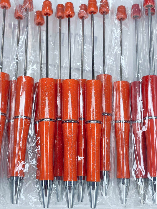 BEADABLE PLASTIC PEN GLITTER ORANGE B24 (1ct)