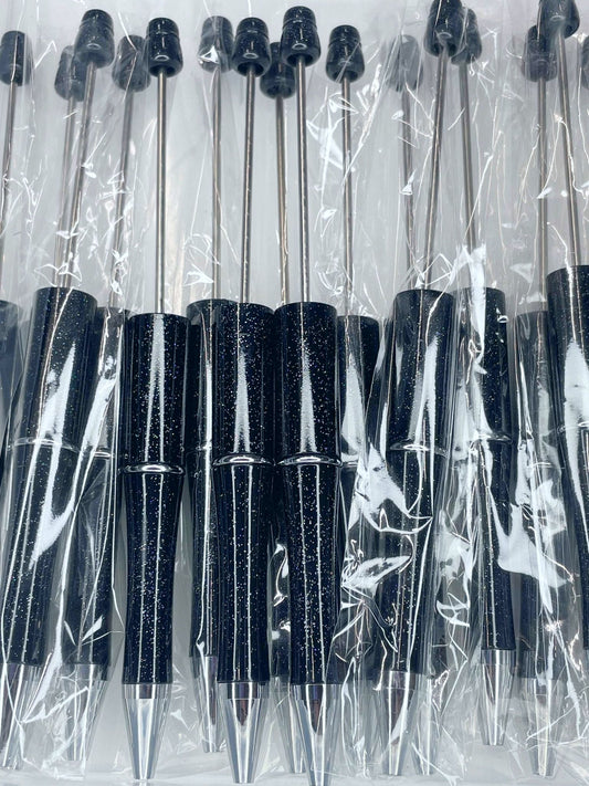 BEADABLE PLASTIC PEN GLITTER BLACK B25 (1ct)