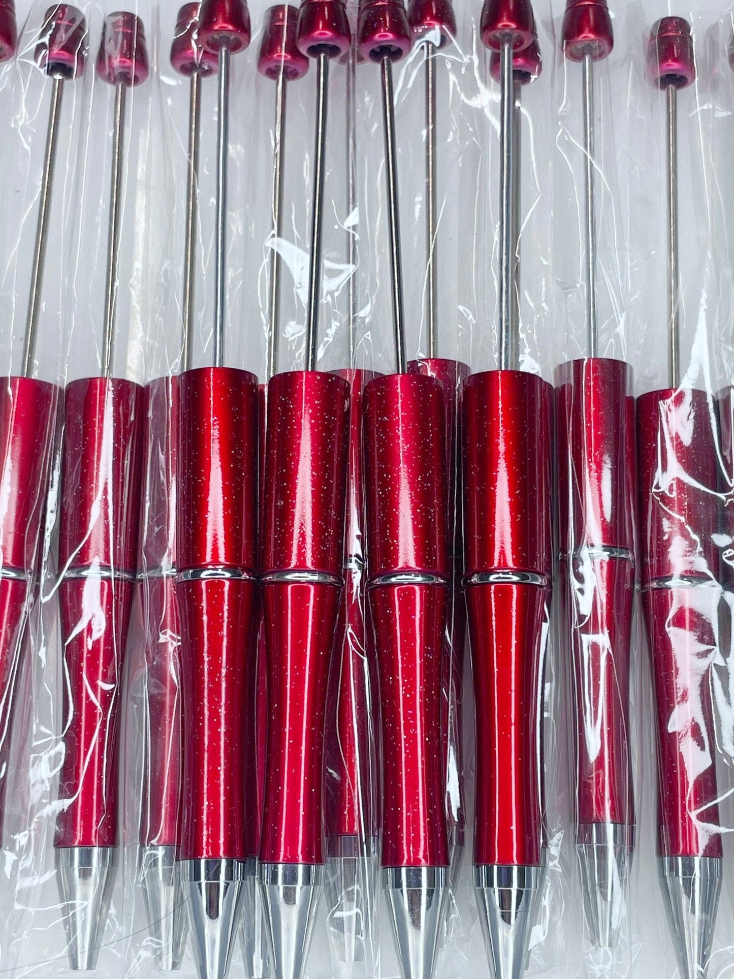 BEADABLE PLASTIC PEN GLITTER RED B24 (1ct)