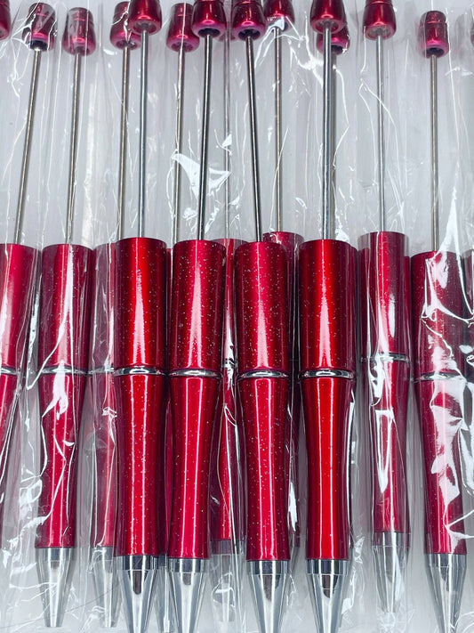BEADABLE PLASTIC PEN GLITTER RED B24 (1ct)
