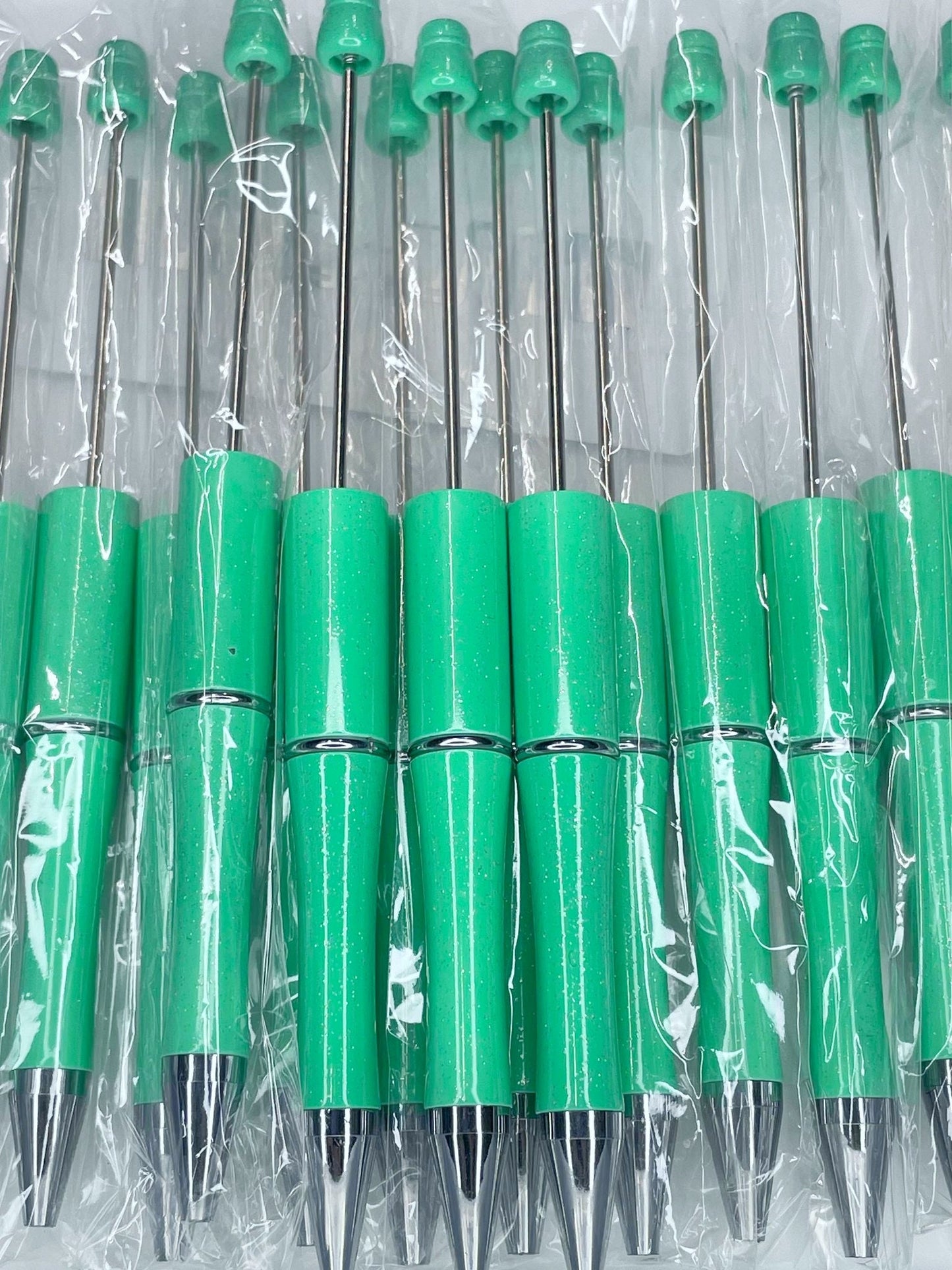 BEADABLE PLASTIC PEN GLITTER TURQUOISE B27 (1ct)