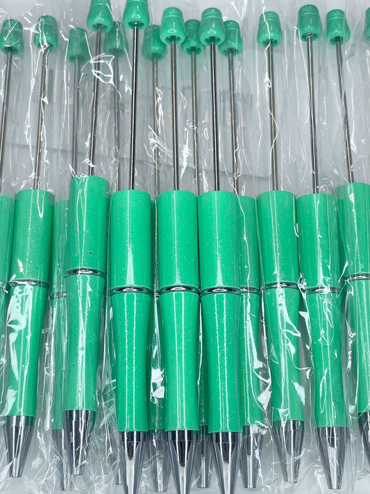 BEADABLE PLASTIC PEN GLITTER TURQUOISE B27 (1ct)