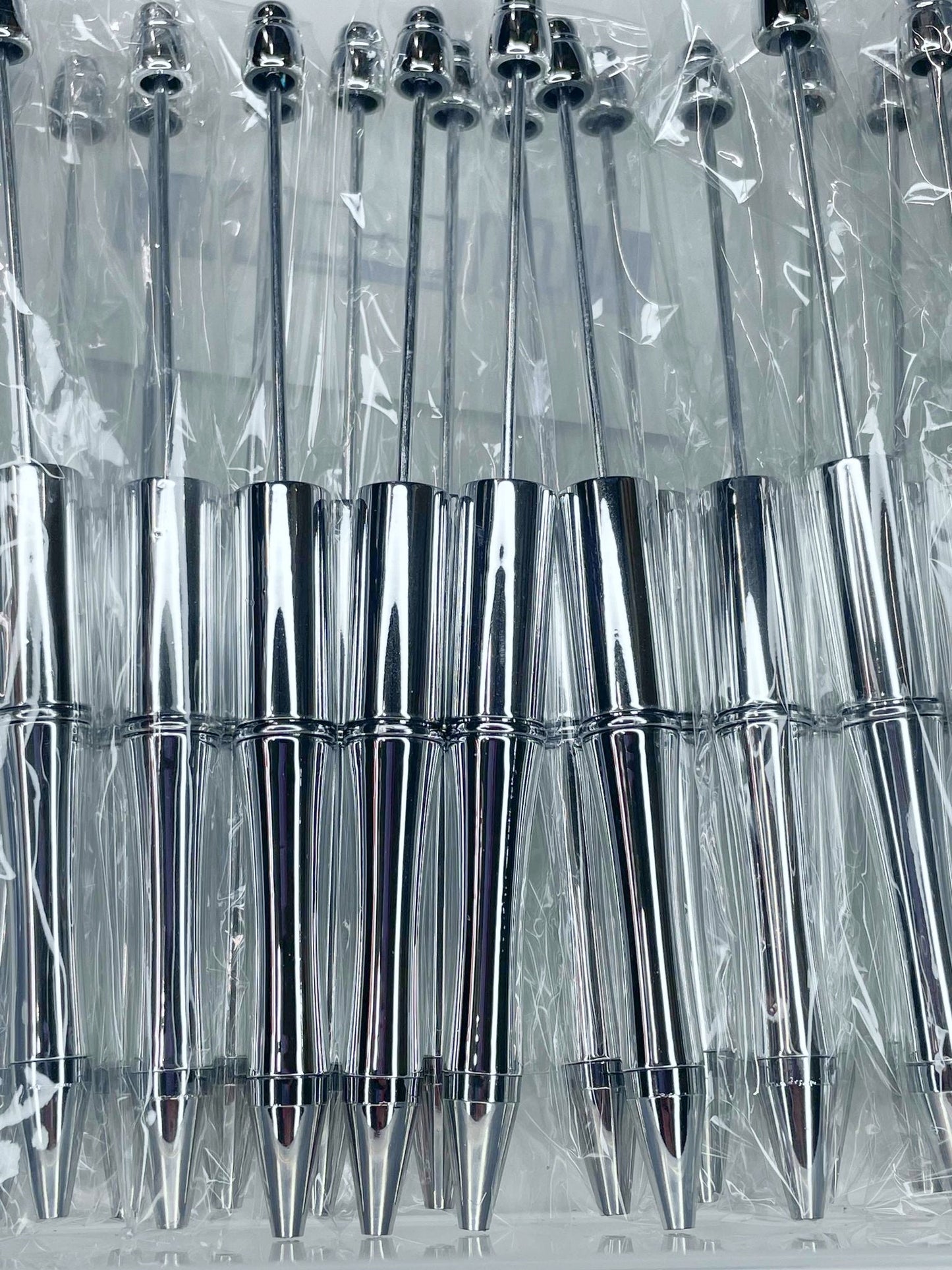 BEADABLE PLASTIC PEN CHROME SILVER B40 (1ct)