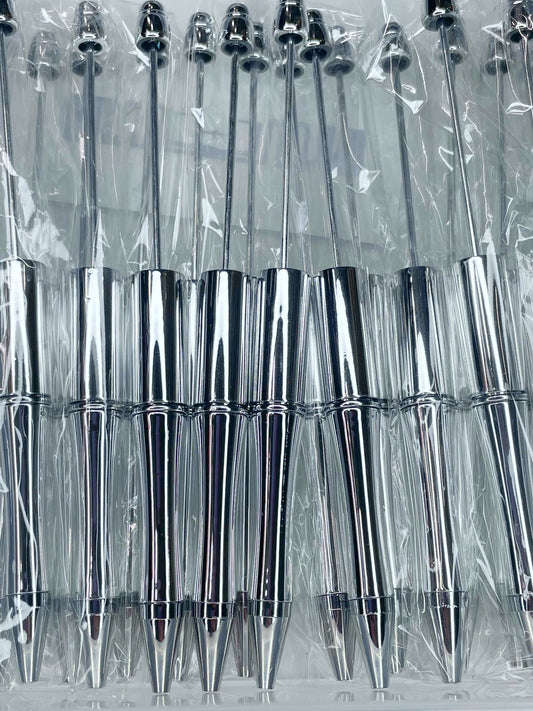 BEADABLE PLASTIC PEN CHROME SILVER B40 (1ct)