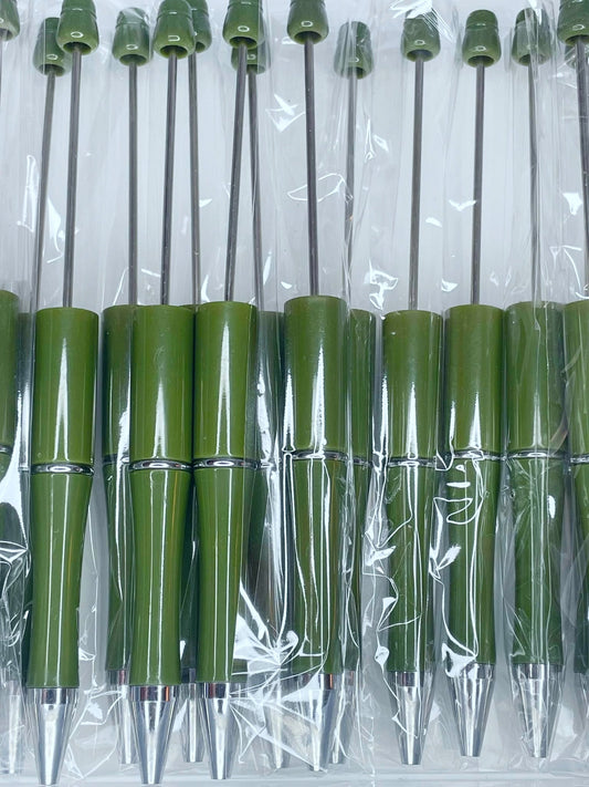 BEADABLE PLASTIC PEN SOLID ARMY GREEN B20 (1ct)