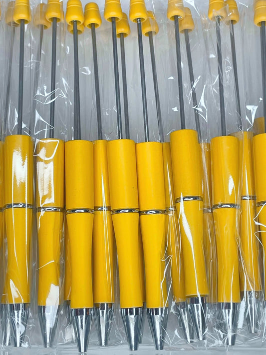 BEADABLE PLASTIC PEN SOLID CATERPILLAR YELLOW B20 (1ct)