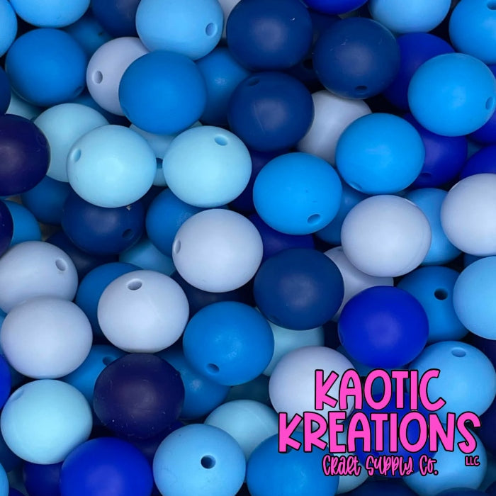 SHADES OF BLUE SILICONE BEAD MIX (40ct)