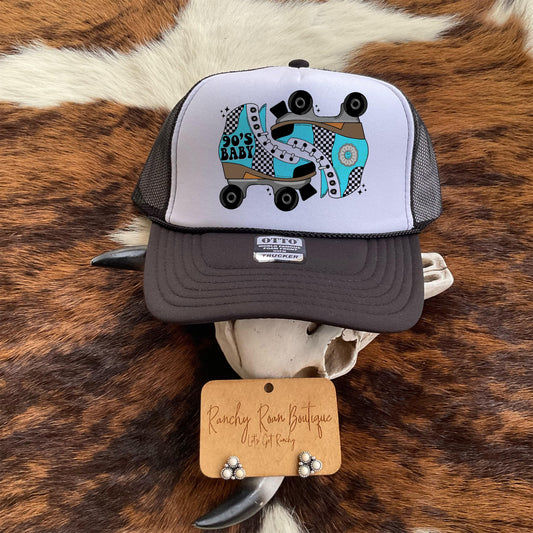 90’s Baby Retro Roller Blades Foam Front Western Trucker Hat