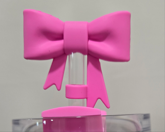 Popsicle Pink Bow Strawtopper