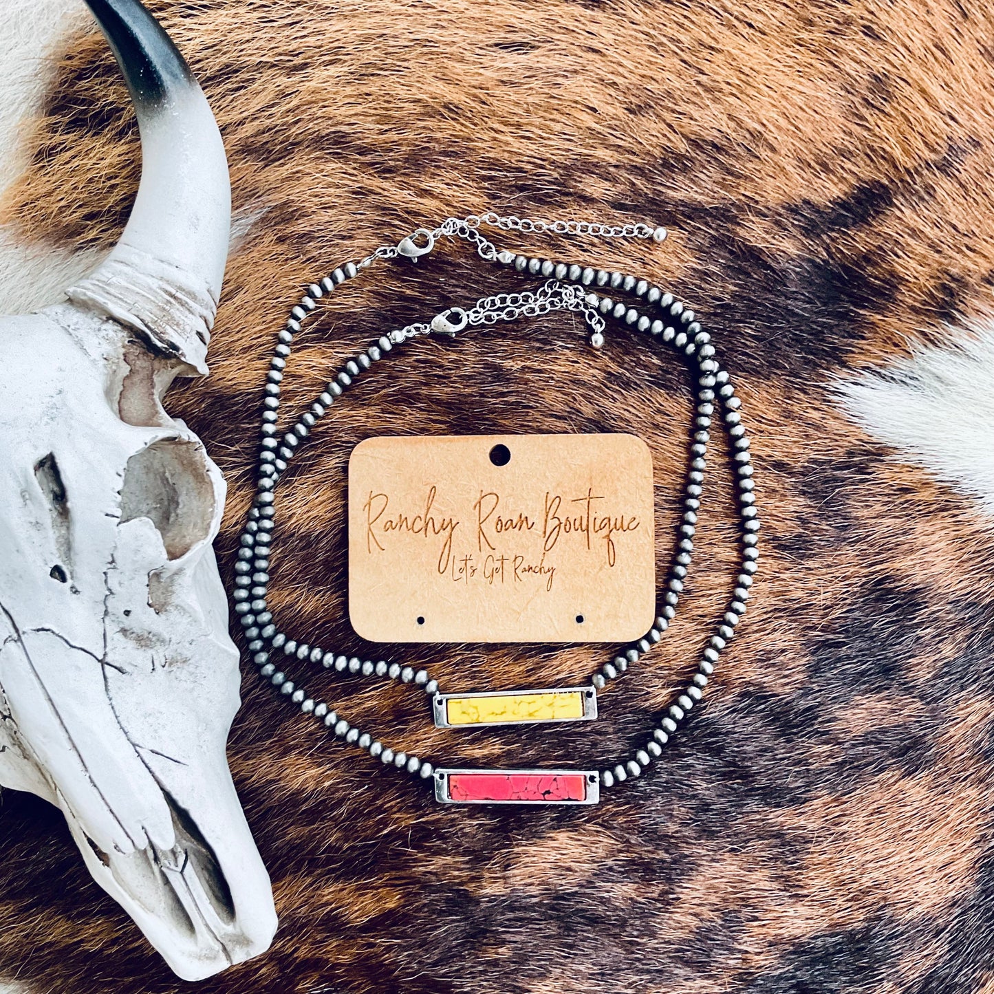 Western Stone Bar Pendant Choker Necklace